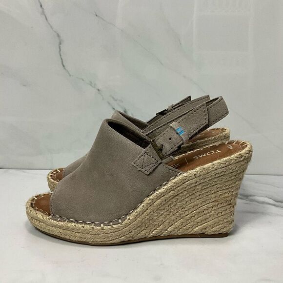 TOMS Monica Desert Taupe Wedge Heel Sandals - Picture 3 of 9